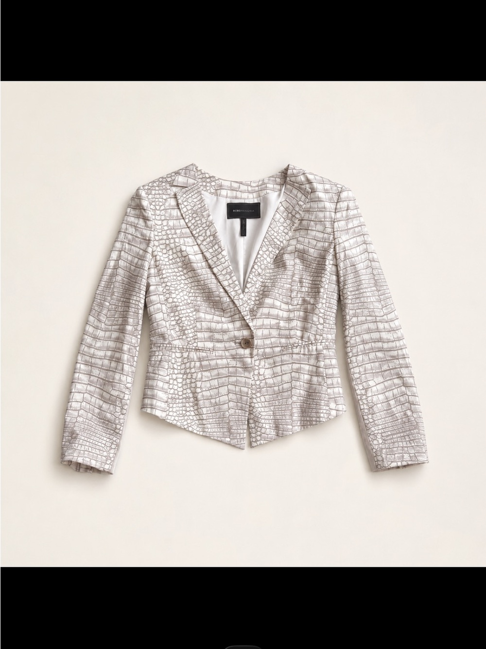 BCBGMAXAZRIA Jordyn Crocodile Print Fitted Tailored Blazer Size Small
